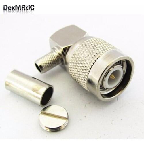 1PC TNC male plug RF Coax Connector Crimp RG58 LMR195 right angle RA Nickelplated NEW wholesale