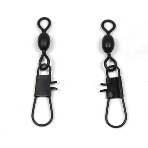 [100 PCS] #2 Matt Black Crank Swivel with Snap Coarse Carp Brass Fishing Accessories Terminal Tackle