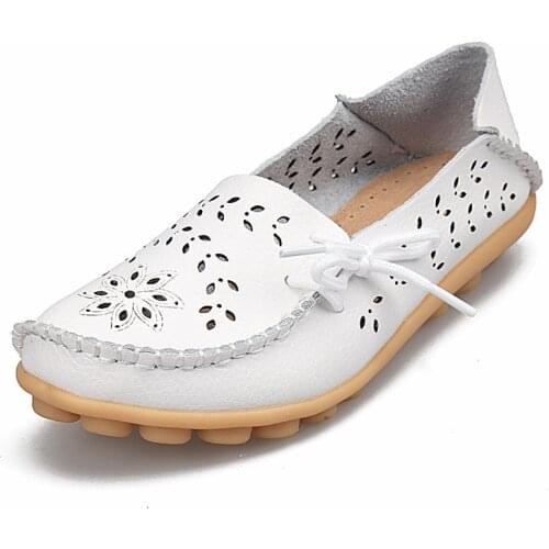 2020 Whoelsale Dropship Soft Genuine Leather Women Shoes Woman Flats Loafers Lady Shoe Female Casual Driving Walking Shoes