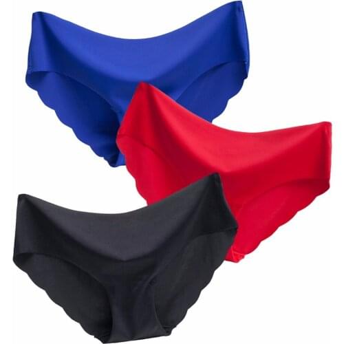 3pcs/Lot Briefs Women Sexy Panties Solid Color Ruffles Underwear Ladies Plus Size Lingerie Seamless Ultra Thin High Quality Hot