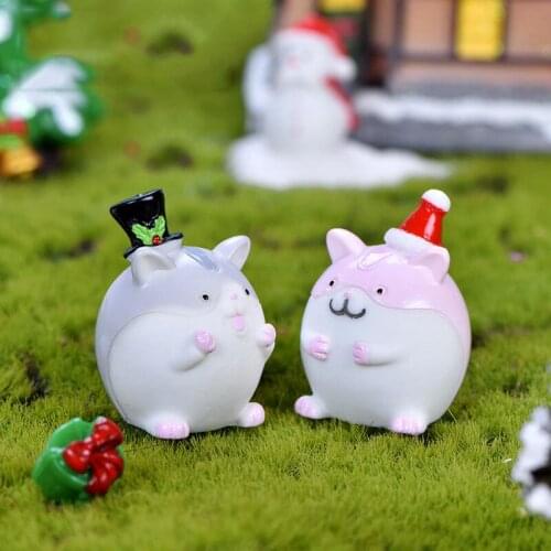 4PCS Hat Christmas Mouse Cartoon Rat Action Figure Miniature Figurine Home Garden Dollhouse Decoration DIY Accessory Toy Gift