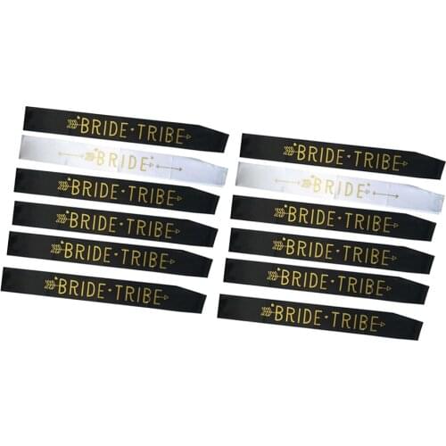Glitter Gold 2 Bridal Sashes & 10 Bride Tribe Sashes for Wedding Bachelorette Party
