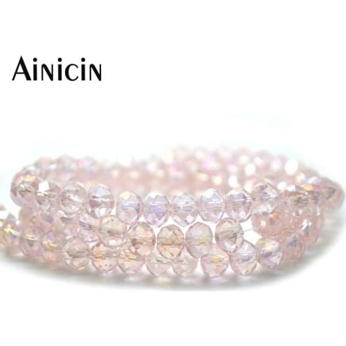 20 Strands Transparency Pink Color Faceted Glass Crystal DIY Jewelry Making Beads 16'' Strand Loose Beads