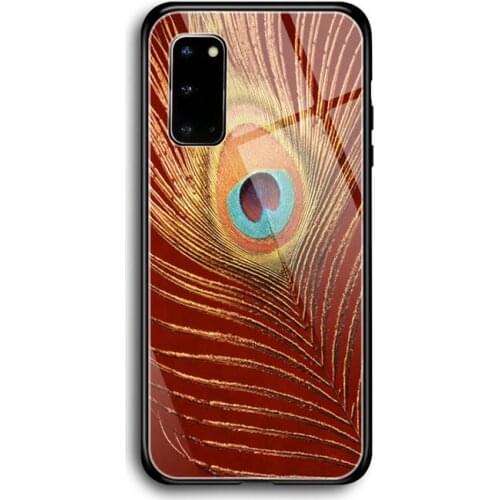 Peacock feather Phone Case Tempered Glass For Samsung S7 S8 S9 S10E S20 21 30 Plus ultra Note 8 9 10 Plus A7 2018