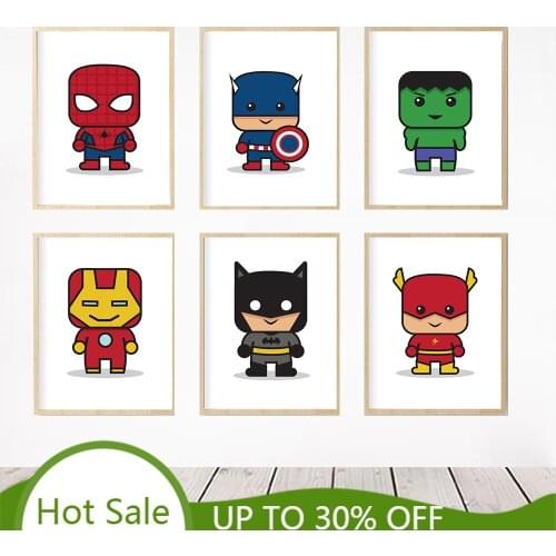 Kids Room Decor Lovely Cartoon Marvel Superhero Canvas Posters Avengers Painting Nordic Decoration Print Picture Baby Room Home