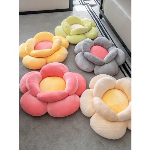 Flowers Seat Cushion Decorative Pillows for Sofa Comfort Chair Cushion Pet Dog Bed Plush Floor Pillow Round Soft Throw Pillow