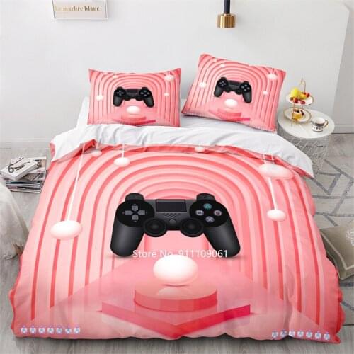Home Textile Black Game Controller Down Duvet Cover Pillowcase Pink White Blue Bedding Set Single and Double King Queen Size