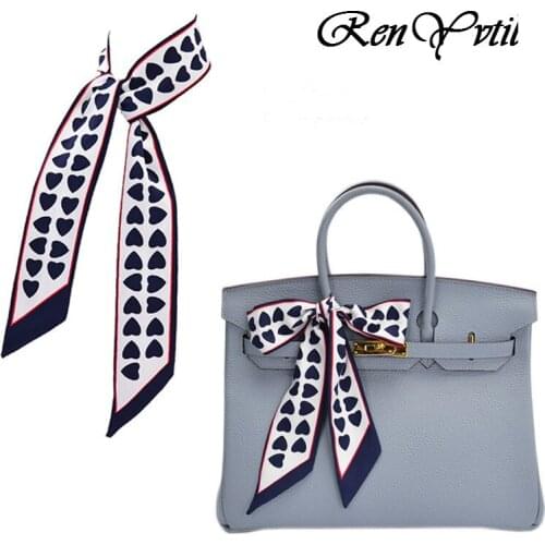 Love Heart Two-sided Classical Skinny Scarf Silk Scarf For Women Brand Foulard Fashion Ladies Bag Scarf Head Luxury Scarves