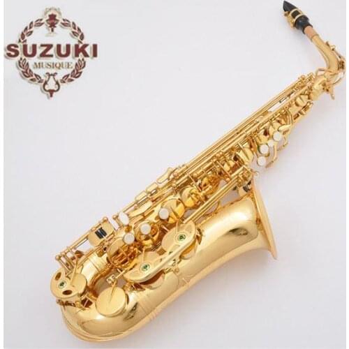 Eb Tune SUZUKI Alto Saxophone High Quality E-flat Tune Professional Music Instrument For Students Gold Plated Sax With Case Free