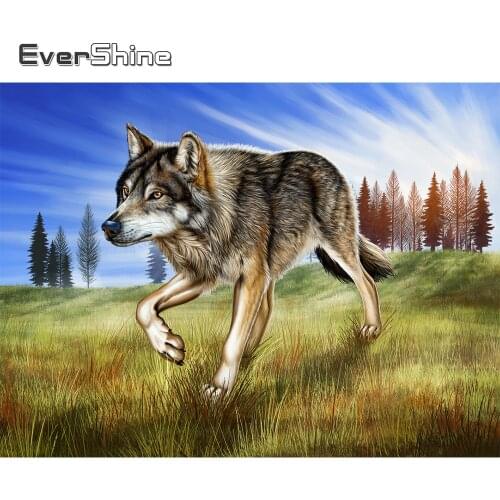 Evershine Diamond Embroidery Wolf Rhinestones Pictures Diamond Painting Animals Cross Stitch 5D New Arrival Decor For Home