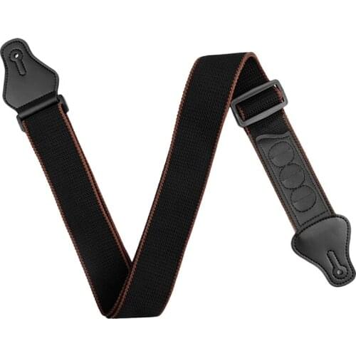 Guitar Strap with 3 Pick Holders 100% Soft Cotton Strap for Bass Electric & Acoustic Guitars (Black)