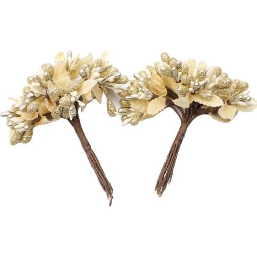 2 Branches Artificial Flowers Berries Hand Woven Fake Flower Decors Fruits