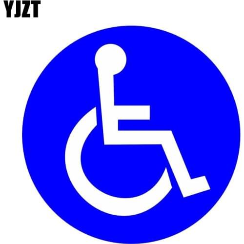 YJZT 13CM*13CM Disabled Wheelchair Handicap Round PVC Fashion Car Sticker Decal 11-00079
