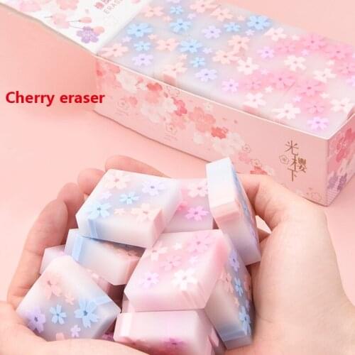 Eraser Special Creative For Primary School Students Lovely Pink Fresh Girl Heart Cherry Blossom Series Eraser New Style