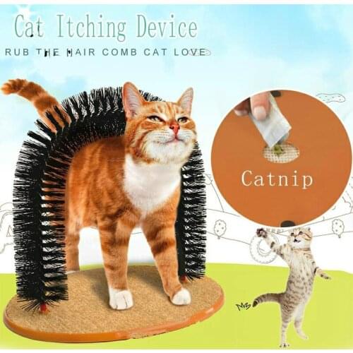 Comfortable Arch Cats Massager Pet Cat Itching Grooming Supplies Round Fleece Base Kitten Toy Scratching Device Brush for Pets