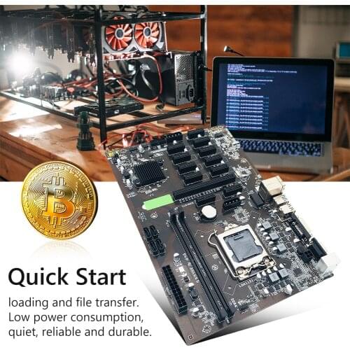 B250 BTC Mining Motherboard 12X PCIE Graphics Card Motherboard DDR4 DIMM SATA3.0 Supports VGA