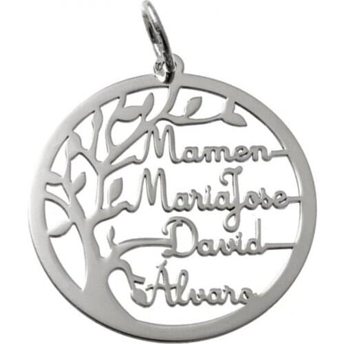 Minosilver tree of life pendant 925 sterling silver with name-maximum 4-personalized precious for gift to a woman