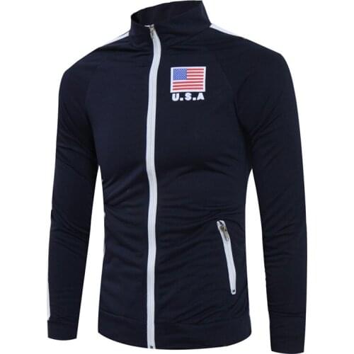 Men 's sweater US flag printing design cardigan sweater high - quality male jacket