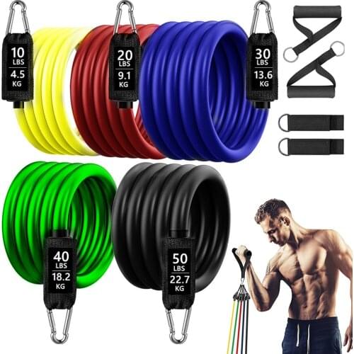 150LBS/Set Pull Rope Fitness Exercises Resistance Bands TPR Elastic Tubes Rope Yoga Band Indoor Body Sports Training Equipment