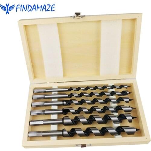 FINDAMAZE 230mm Hexagonal Carbon Steel Auger Bit Set Machined Woodworking Turret Drill Punching Door Lock Reaming Drill Kit
