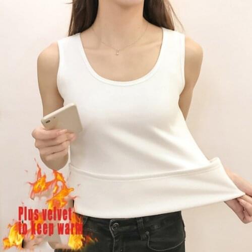 New Winter Thermal Velvet Camis Tops Female Warm Tank Tops Women Sleeveless Solid Slim Bottoming Vest Y2