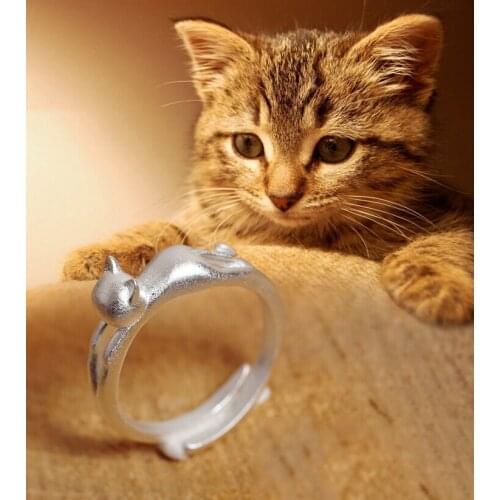 Wholesale Unique Retro Cat Adjustable Ring High Quality Design Mens Cat Promise Rings Women Gift Overwatch Aros