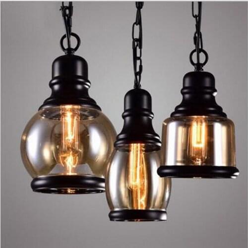 Simple Iron personality modern Nordic creative NEW antique single head glass bowling Cafe Restaurant post Pendant Lights GY90
