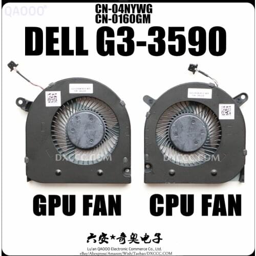 QAOOO COOLER FAN FOR DELL G3-3590 CPU COOLING FAN CN-04NYWG & CN-0160GM 023.100G9.0013 & 023.100GA.0013