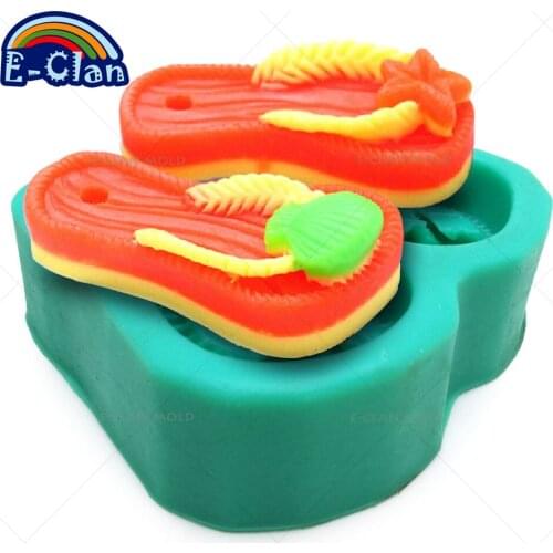 Slippers Silicone Chocolate Mold For Cake Pudding Jelly Dessert Soap Mould Sea Shells Cool Slippers Sandals Candle Mold S0069XZ