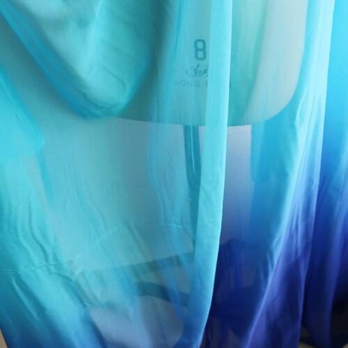 30d thin ombre chiffon gauze soft dancing fabric gradient royal blue-blue