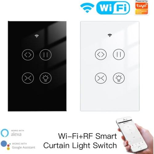 Tuya WiFi RF Smart Curtain Switch US Plug Touch Curtain Light Module APP Remote Control Work with Alexa Google Home Automation