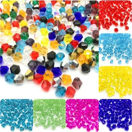 High Quality 4/6/8mm Shiny Crystal beads Bicone Beads Glass Beads Loose Spacer Beads for Jewelry MakingDIY Bracelet Necklace