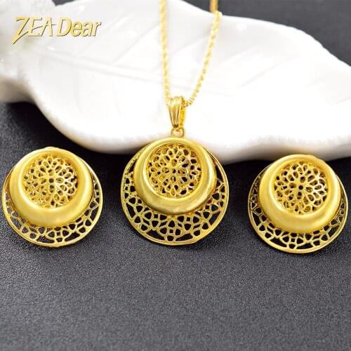 ZEA Dear Jewelry Classic Round Jewelry Sets For Women Earrings Necklace Pendant Heart Jewelry Set For Wedding Jewelry Findings