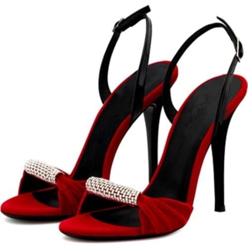 US4-12 Womens Peep Toe Stilettos High Heel Sandals Shoes Slingbacks Pumps Suede Leather Plus Size Summer New 2021