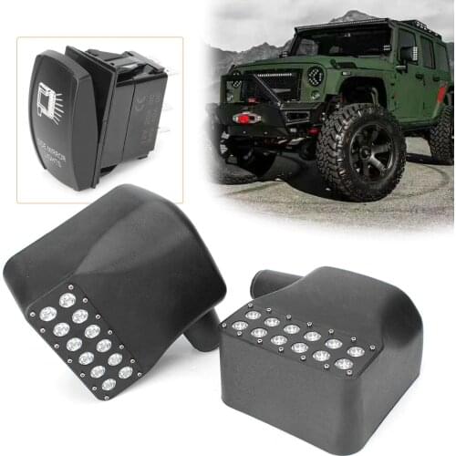 2Pcs Car Side Door Rearview Mirror w/ LED Turn Signal Light Lamp For 2007-2017 Jeep Wrangler JK Accessories