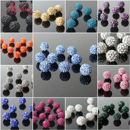10mm Round Cz Crystal Polymer Clay Pave Ball Fashion Style 5 Pcs,Wholesale Free Shipping
