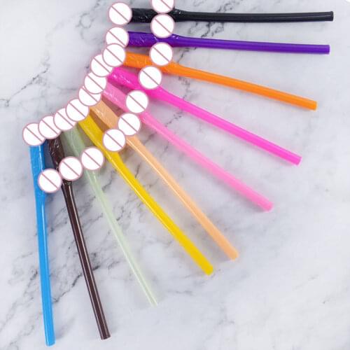 10Pcs Colorful Drinking Penis Straws Bride Shower Bachelorette Party Luminous Nude Straws For Bar Hen Night Adult Party Supplies