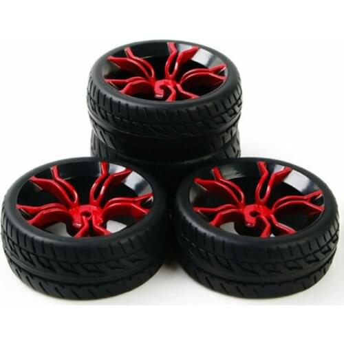 4Pcs 1/10 Flat Rally Tire Wheel Rims Model PP0150+MPNKR Fit 1:10 HPI HSP Racing Car On Road Car