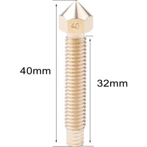 40MM Lengthen Nozzle 0.3mm 0.4mm 0.5mm For E3D 3D Printer 1.75mm / 3mm Filament M6*32 mm Copper long Nozzle Print Head