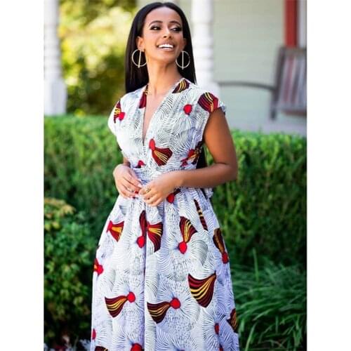 African Jumpsuit for Women 12Colors Wide Leg Pants Dashiki Sexy V-neck Fashion Jumpsuit American Clothing