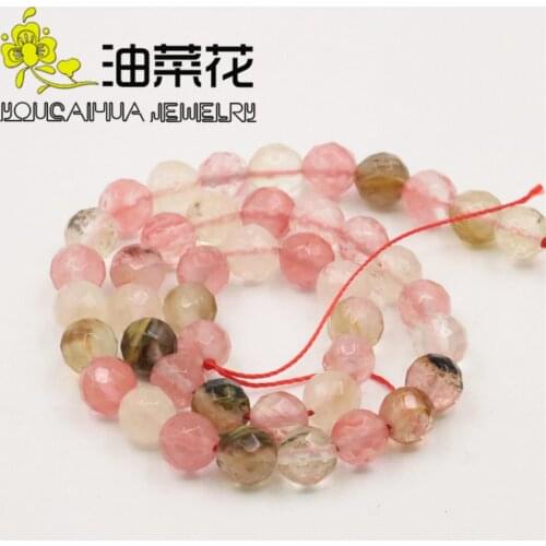 Free Hot New Beautiful Fashion Jewelry Charming 8mm Faceted Multicolored Watermelon Tourmaline Gems loose Beads 15" AAA sp0356