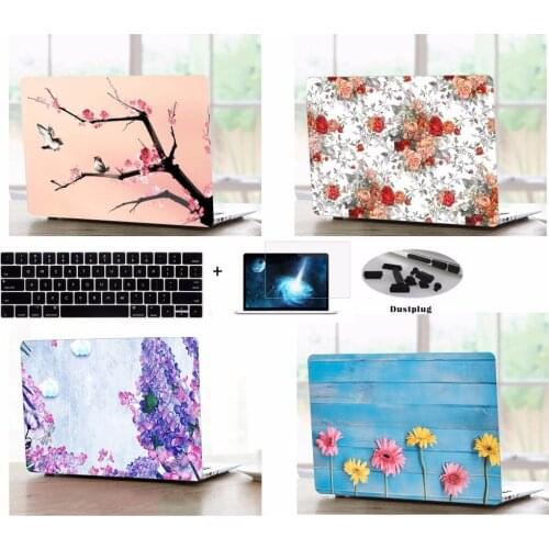 Laptop Shell Case Keyboard Cover Dust Plugs Screen Protector LCD Film Sleeve For 13 15" Apple Macbook Pro Air A1466 A1706 A1502