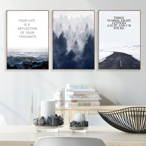 Nordic Decorative Ocean Highway Forest Landscape Wall Art Canvas Poster And Print Canvas Painting Living Room Home Decor Pictur