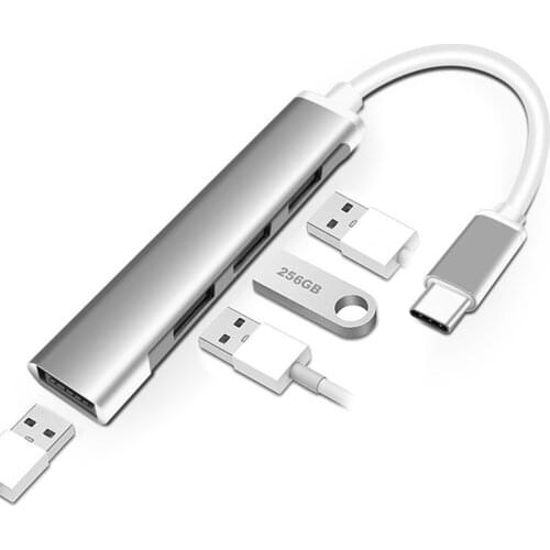 Divisor de puerto USB 4 en 1, convertidor de base de ordenador portátil, aleación 1-drag-4, accesorio de ordenador