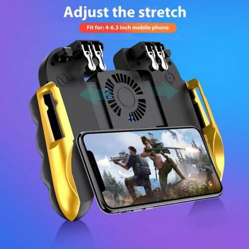 Six Finger For PUBG Game Controller Gamepad Trigger Shooting Free Fire Cooling Fan Gamepad Joystick For IOS Android Mobile Phone