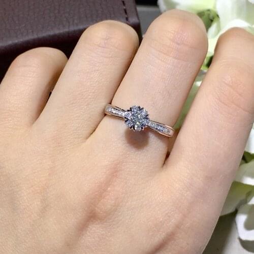 Natural Diamond 18K Gold Pure Gold Rings AU 750 Gold Solid Beautiful Flower Upscale Trendy Party Fine Jewelry Hot Sell New 2020