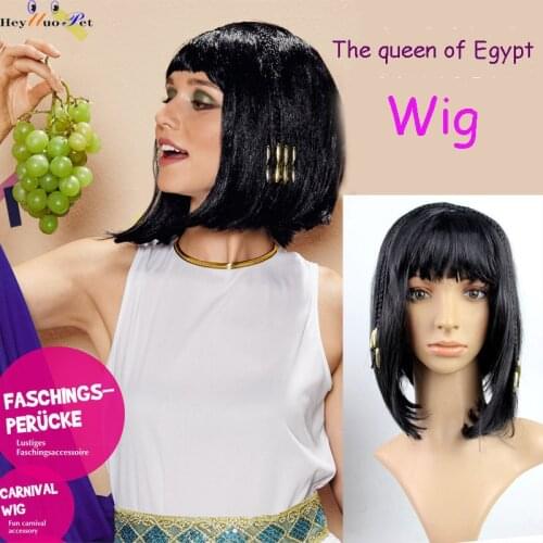 Cleopatras pigtails Long straight hair Cleopatra Party props COS headdress Black straight hair