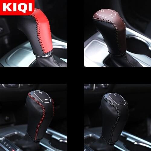 KIQI Leather Gear Shift Collars Car Gear Head Shift Knob Protection Cover Fit for Chevrolet Equinox 2017 2018 2019 Accessories