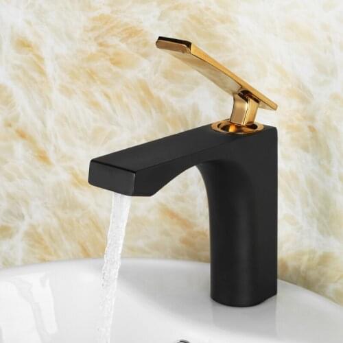 Die-casting Quality choice Single Handle Bathroom Sink Faucet Solid Brass Basin Mixer Taps,Black gold plating