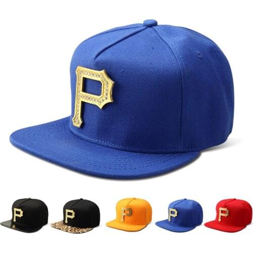 Metal Letter P Baseball Cap Adjustable Snapback Hats 5 Panel Sports Hip Hop Cool Style for Men Black Blue Red Support Dropship